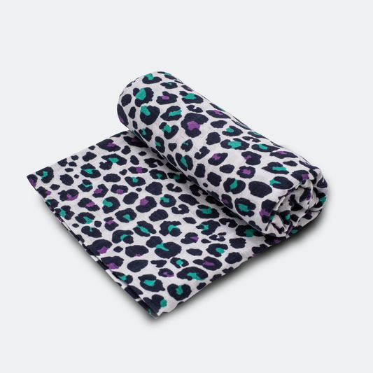 XL PURPLE LEOPARD MUSLIN - for 5+ month old babies - SAMPLE SALE (UNBOXED)