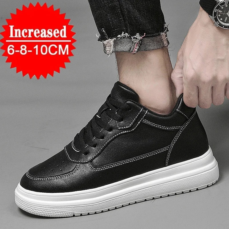 High Quality Men Sneakers Elevator Shoes for Men Fashion Casual Shoes Comfortable Leather Sports Shoes Height Increase 6/8/10cm
