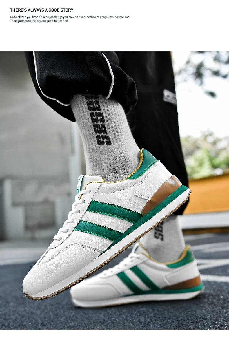 2026 Men Retro Sneakers Casual Shoes White Green Fashion Comfortable Daily Footwear