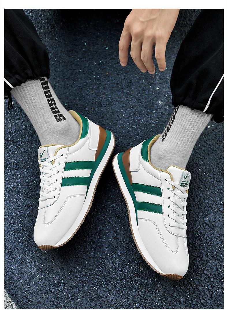 2026 Men Retro Sneakers Casual Shoes White Green Fashion Comfortable Daily Footwear