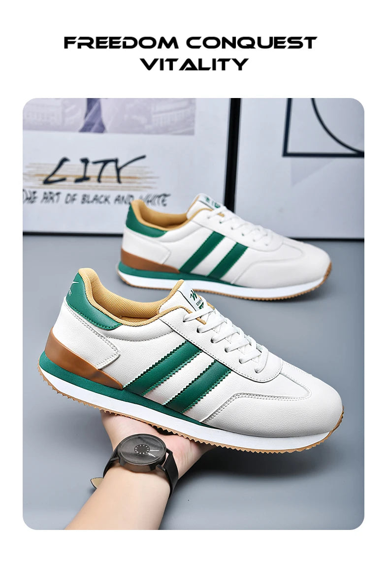2026 Men Retro Sneakers Casual Shoes White Green Fashion Comfortable Daily Footwear