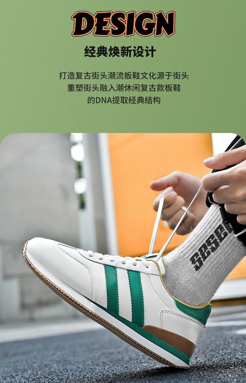2026 Men Retro Sneakers Casual Shoes White Green Fashion Comfortable Daily Footwear