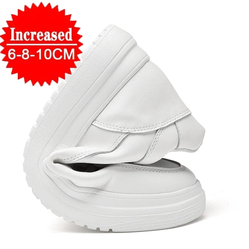 High Quality Men Sneakers Elevator Shoes for Men Fashion Casual Shoes Comfortable Leather Sports Shoes Height Increase 6/8/10cm