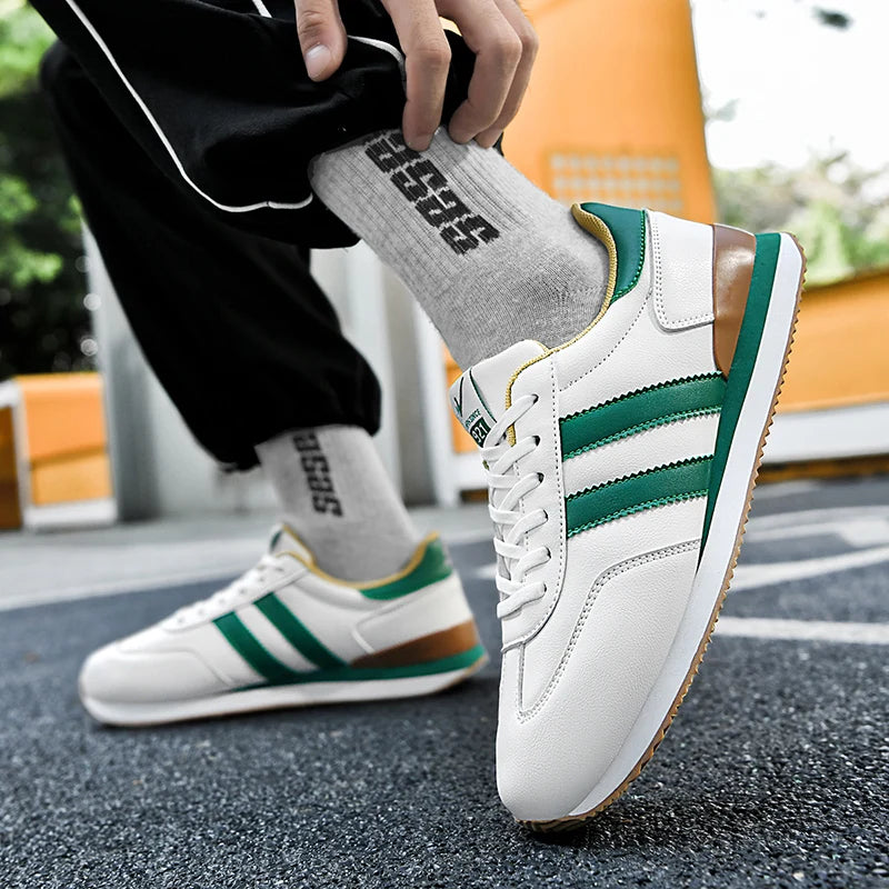 2026 Men Retro Sneakers Casual Shoes White Green Fashion Comfortable Daily Footwear