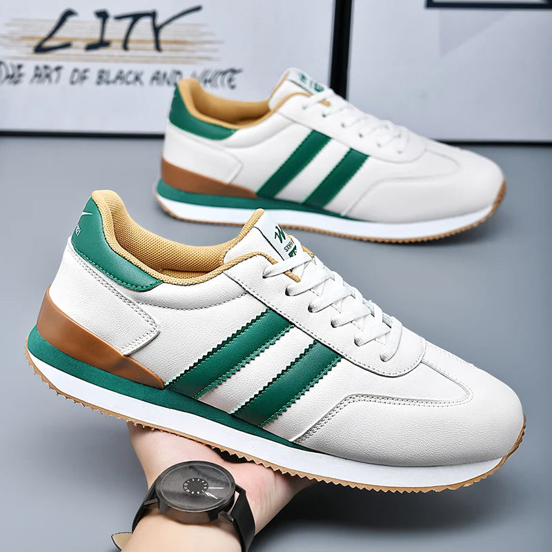 2026 Men Retro Sneakers Casual Shoes White Green Fashion Comfortable Daily Footwear