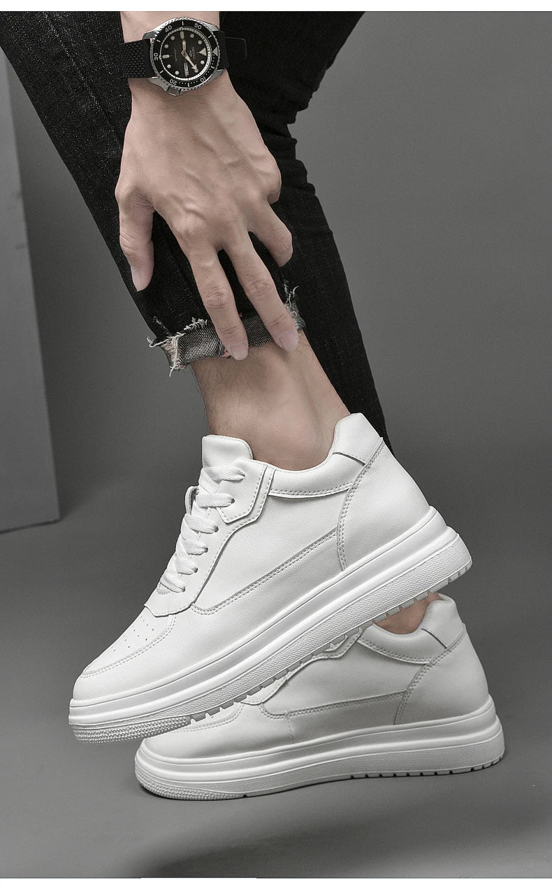 High Quality Men Sneakers Elevator Shoes for Men Fashion Casual Shoes Comfortable Leather Sports Shoes Height Increase 6/8/10cm