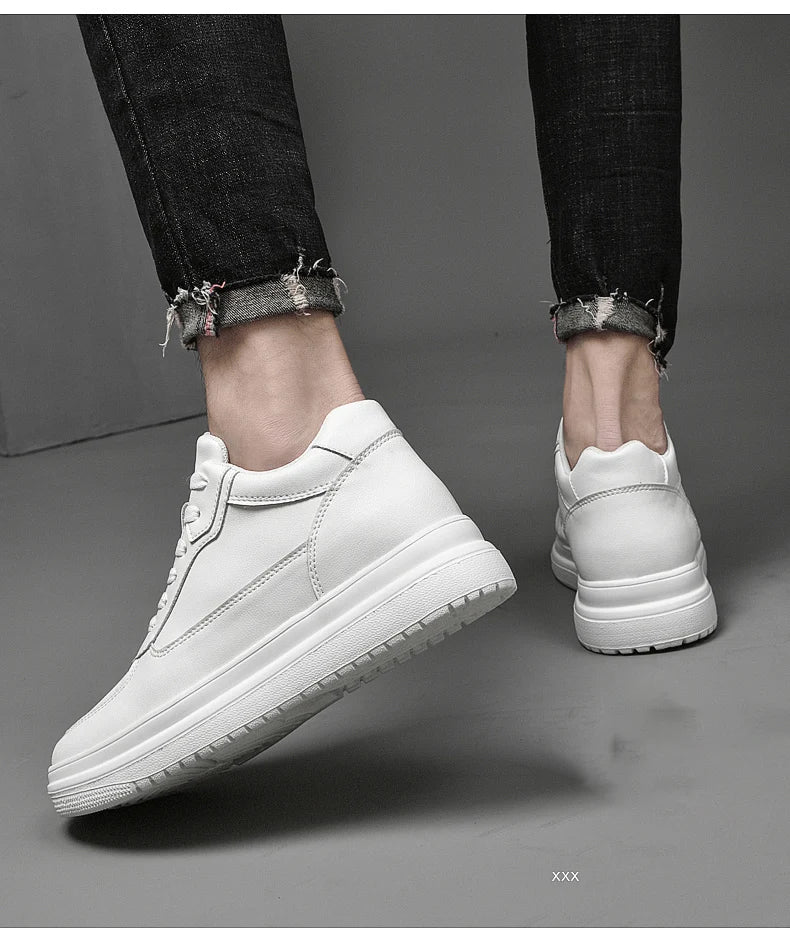 High Quality Men Sneakers Elevator Shoes for Men Fashion Casual Shoes Comfortable Leather Sports Shoes Height Increase 6/8/10cm