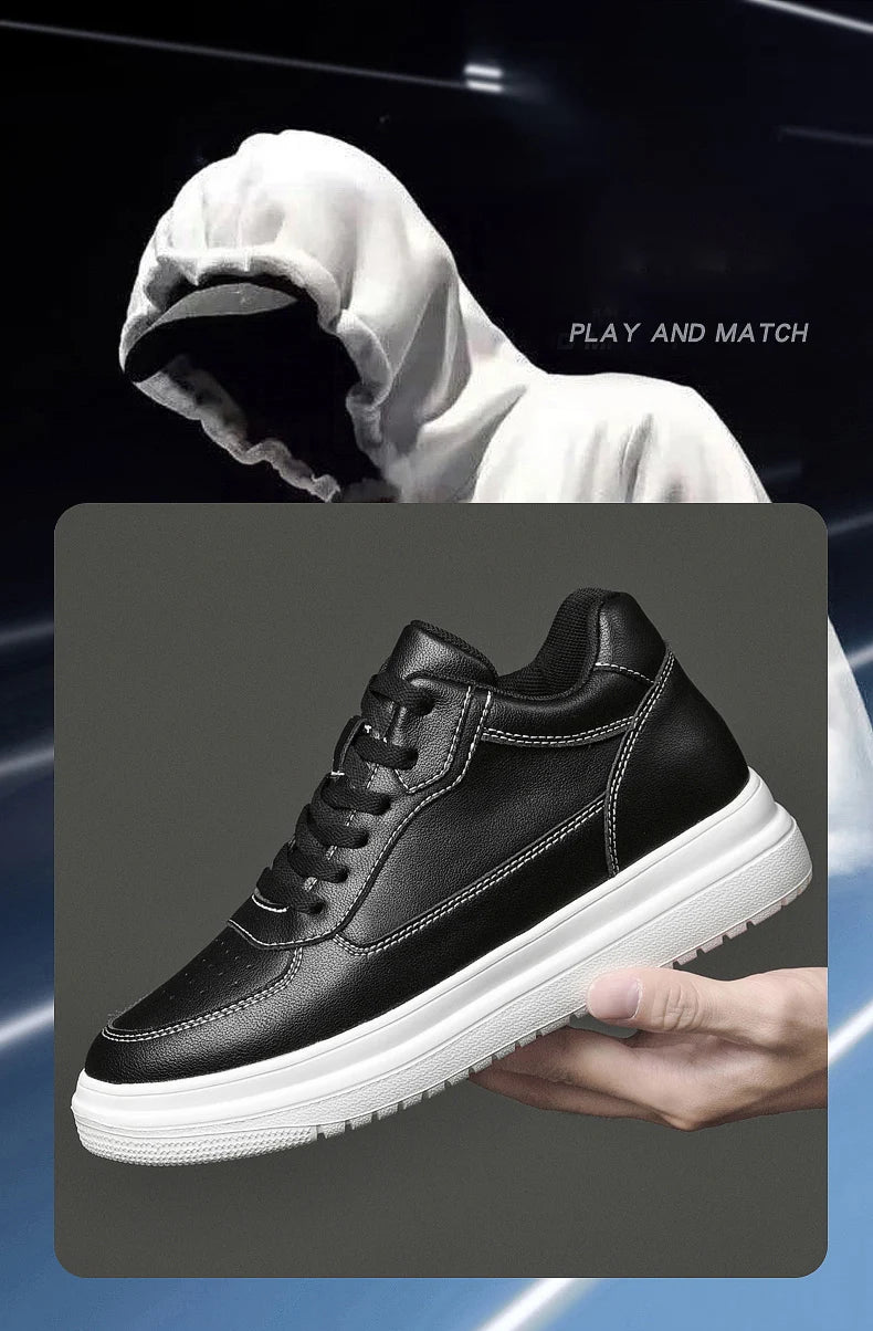 High Quality Men Sneakers Elevator Shoes for Men Fashion Casual Shoes Comfortable Leather Sports Shoes Height Increase 6/8/10cm