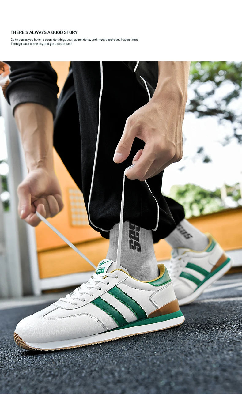 2026 Men Retro Sneakers Casual Shoes White Green Fashion Comfortable Daily Footwear