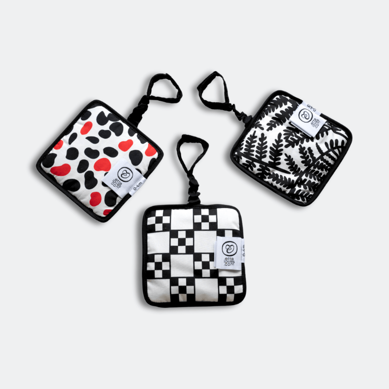 SENSORY HANGING SQUARES  - birth to 12 months